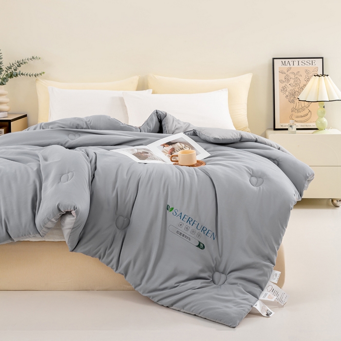 91家纺网 家纺一手货源 找家纺 憨豆家纺 2025新款升级双拼原棉夏被空调被夏凉被大豆纤维被学生宿舍被子被芯春秋被直播冬被【含质检报告买家秀】 小仙被-深浅灰