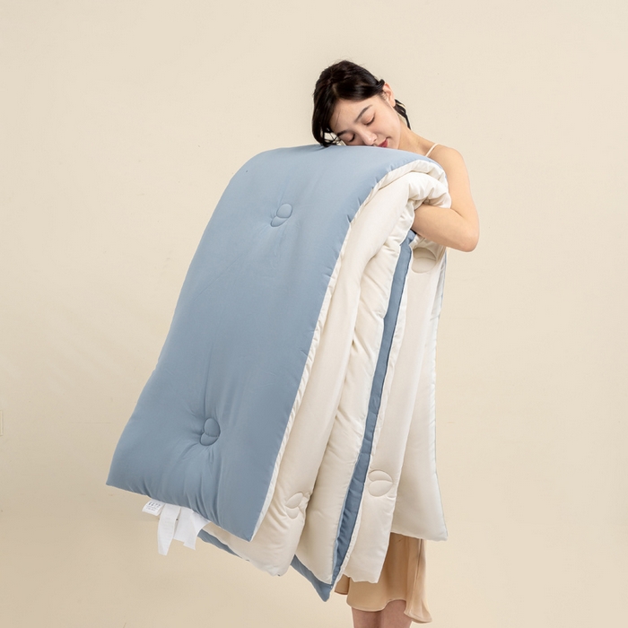 91家纺网 家纺一手货源 找家纺 憨豆家纺 2025新款升级双拼原棉夏被空调被夏凉被大豆纤维被学生宿舍被子被芯春秋被直播冬被【含质检报告买家秀】 小仙被-蓝白