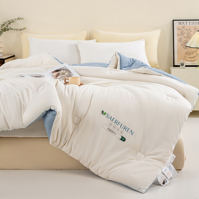 91家纺网 家纺一手货源 找家纺 憨豆家纺 2025新款升级双拼原棉夏被空调被夏凉被大豆纤维被学生宿舍被子被芯春秋被直播冬被【含质检报告买家秀】 小仙被-蓝白