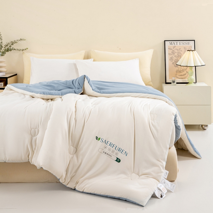 91家纺网 家纺一手货源 找家纺 憨豆家纺 2025新款升级双拼原棉夏被空调被夏凉被大豆纤维被学生宿舍被子被芯春秋被直播冬被【含质检报告买家秀】 小仙被-蓝白
