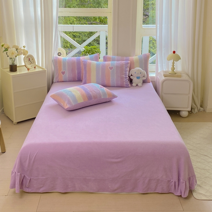 91家纺网 家纺一手货源 找家纺 豫见家纺 2025新款牛奶绒印花四件套 浪漫邂逅