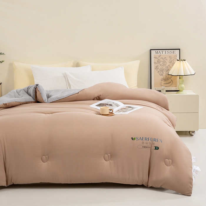 91家纺网 家纺一手货源 找家纺 憨豆家纺 2025新款升级双拼原棉夏被空调被夏凉被大豆纤维被学生宿舍被子被芯春秋被直播冬被【含质检报告买家秀】 小仙被-卡其灰