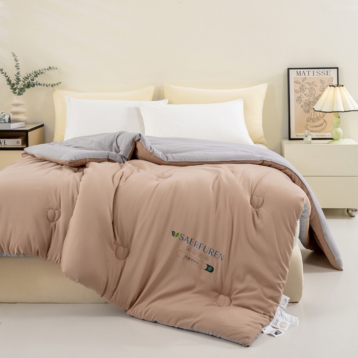 91家纺网 家纺一手货源 找家纺 憨豆家纺 2025新款升级双拼原棉夏被空调被夏凉被大豆纤维被学生宿舍被子被芯春秋被直播冬被【含质检报告买家秀】 小仙被-卡其灰