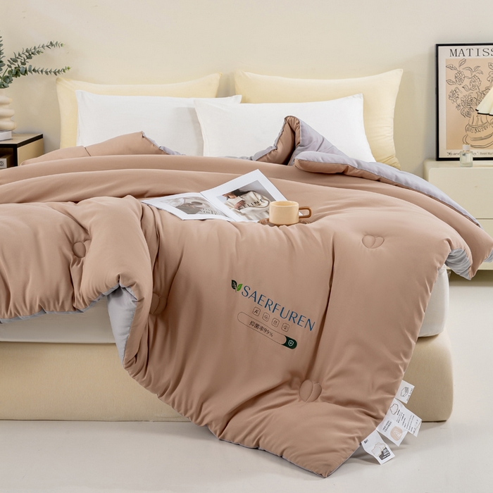 91家纺网 家纺一手货源 找家纺 憨豆家纺 2025新款升级双拼原棉夏被空调被夏凉被大豆纤维被学生宿舍被子被芯春秋被直播冬被【含质检报告买家秀】 小仙被-卡其灰