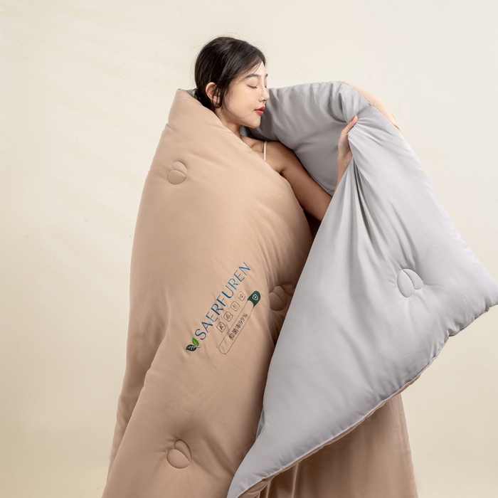 91家纺网 家纺一手货源 找家纺 憨豆家纺 2025新款升级双拼原棉夏被空调被夏凉被大豆纤维被学生宿舍被子被芯春秋被直播冬被【含质检报告买家秀】 小仙被-卡其灰