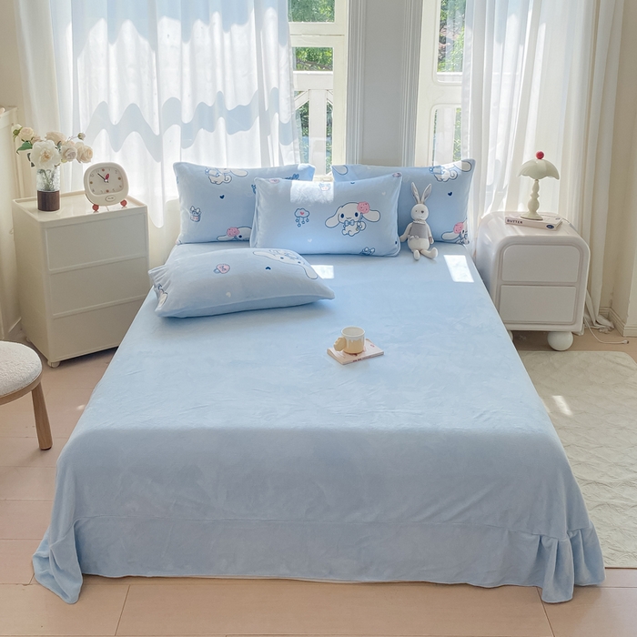 91家纺网 家纺一手货源 找家纺 豫见家纺 2025新款牛奶绒印花四件套 梦幻大耳狗