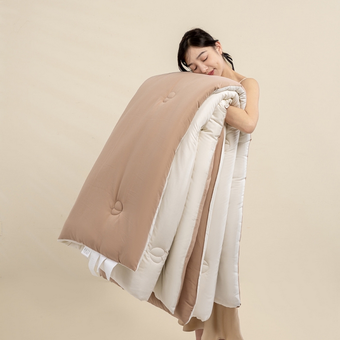 91家纺网 家纺一手货源 找家纺 憨豆家纺 2025新款升级双拼原棉夏被空调被夏凉被大豆纤维被学生宿舍被子被芯春秋被直播冬被【含质检报告买家秀】 小仙被-卡其白