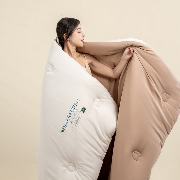 91家纺网 家纺一手货源 找家纺 憨豆家纺 2025新款升级双拼原棉夏被空调被夏凉被大豆纤维被学生宿舍被子被芯春秋被直播冬被【含质检报告买家秀】 小仙被-卡其白