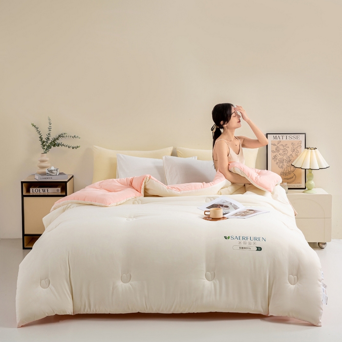 91家纺网 家纺一手货源 找家纺 憨豆家纺 2025新款升级双拼原棉夏被空调被夏凉被大豆纤维被学生宿舍被子被芯春秋被直播冬被【含质检报告买家秀】 小仙被-浅粉白