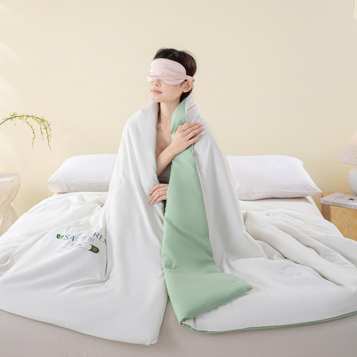 91家纺网 家纺一手货源 找家纺 （总）憨豆2025新款升级双拼夏被空调被纯色夏凉被大豆纤维被子被芯直播跨境【含质检报告买家秀】