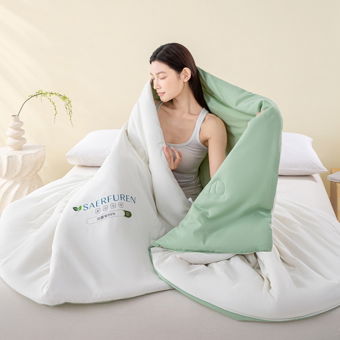 91家纺网 家纺一手货源 找家纺 （总）憨豆2025新款升级双拼夏被空调被纯色夏凉被大豆纤维被子被芯直播跨境【含质检报告买家秀】