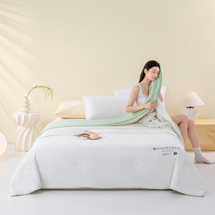 91家纺网 家纺一手货源 找家纺 （总）憨豆2025新款升级双拼夏被空调被纯色夏凉被大豆纤维被子被芯直播跨境【含质检报告买家秀】