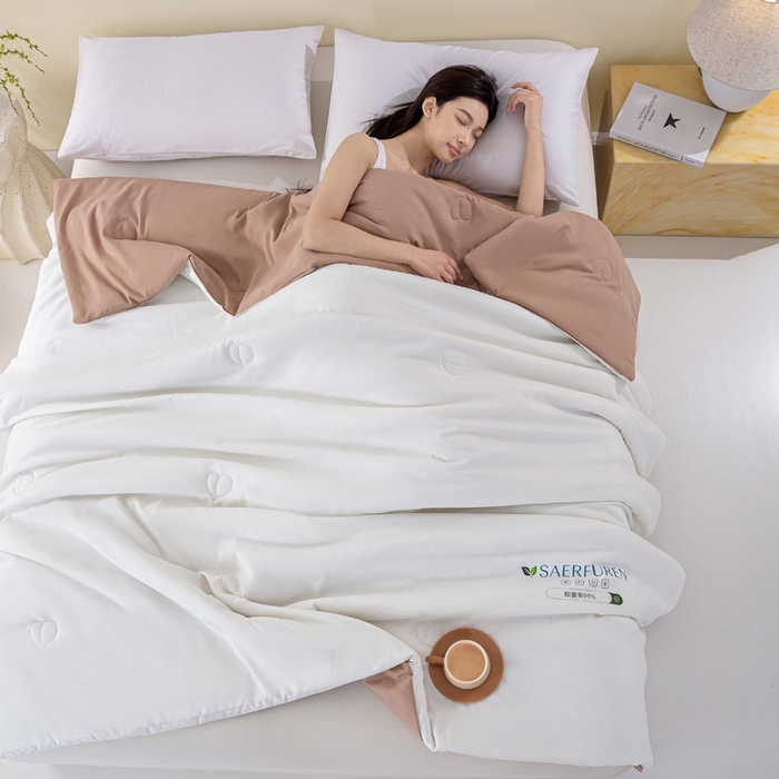 91家纺网 家纺一手货源 找家纺 憨豆2025新款升级双拼夏被空调被纯色夏凉被大豆纤维被子被芯直播跨境【含质检报告买家秀】小仙被-卡其白