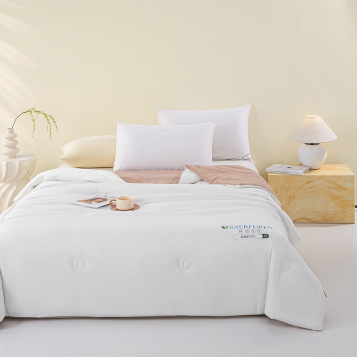91家纺网 家纺一手货源 找家纺 憨豆2025新款升级双拼夏被空调被纯色夏凉被大豆纤维被子被芯直播跨境【含质检报告买家秀】小仙被-卡其白
