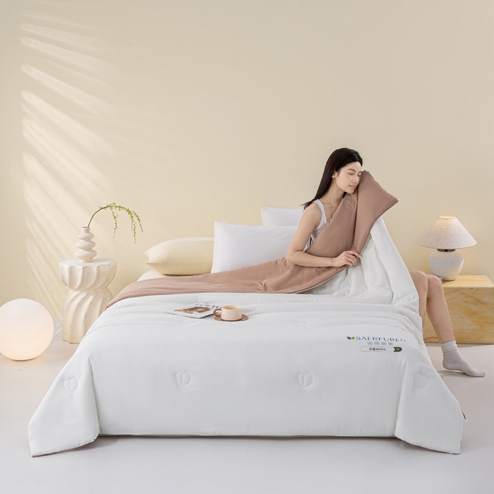 91家纺网 家纺一手货源 找家纺 憨豆2025新款升级双拼夏被空调被纯色夏凉被大豆纤维被子被芯直播跨境【含质检报告买家秀】小仙被-卡其白