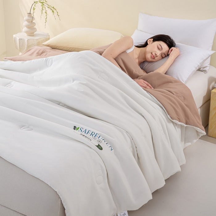 91家纺网 家纺一手货源 找家纺 憨豆2025新款升级双拼夏被空调被纯色夏凉被大豆纤维被子被芯直播跨境【含质检报告买家秀】小仙被-卡其白