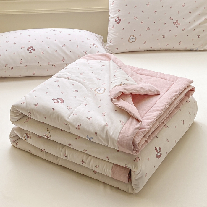 91家纺网 家纺一手货源 找家纺 （总）憨豆家纺 2025新款双面全棉夏被可机洗小清新纯棉夏被薄被芯空调被子夏凉被