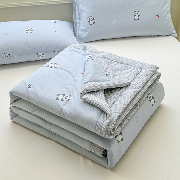 91家纺网 家纺一手货源 找家纺 （总）憨豆家纺 2025新款双面全棉夏被可机洗小清新纯棉夏被薄被芯空调被子夏凉被