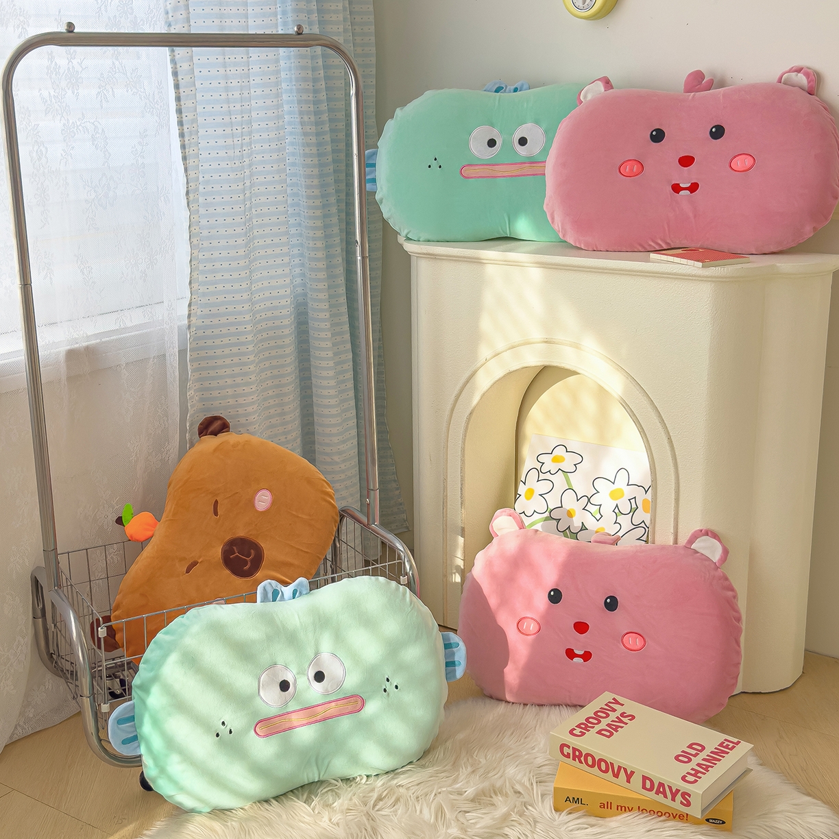 诺可 2025新款绒款猫肚枕记忆枕枕头枕芯-卡通玩偶 组合图