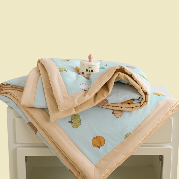 91家纺网 家纺一手货源 找家纺 憨豆家纺 2025新款双面全棉夏被可机洗小清新纯棉夏被薄被芯空调被子夏凉被 橙心如意