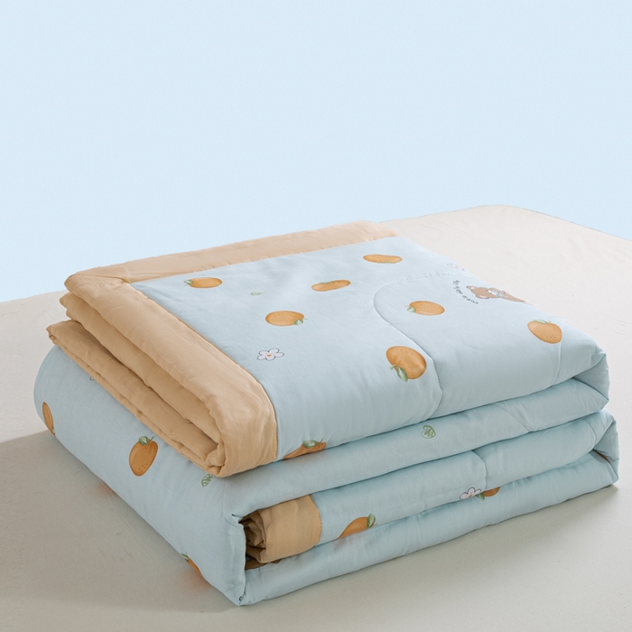 91家纺网 家纺一手货源 找家纺 憨豆家纺 2025新款双面全棉夏被可机洗小清新纯棉夏被薄被芯空调被子夏凉被 橙心如意