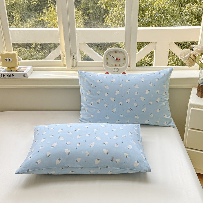 91家纺网 家纺一手货源 找家纺 憨豆家纺 2025新款双面全棉夏被可机洗小清新纯棉夏被薄被芯空调被子夏凉被 草莓果园-蓝