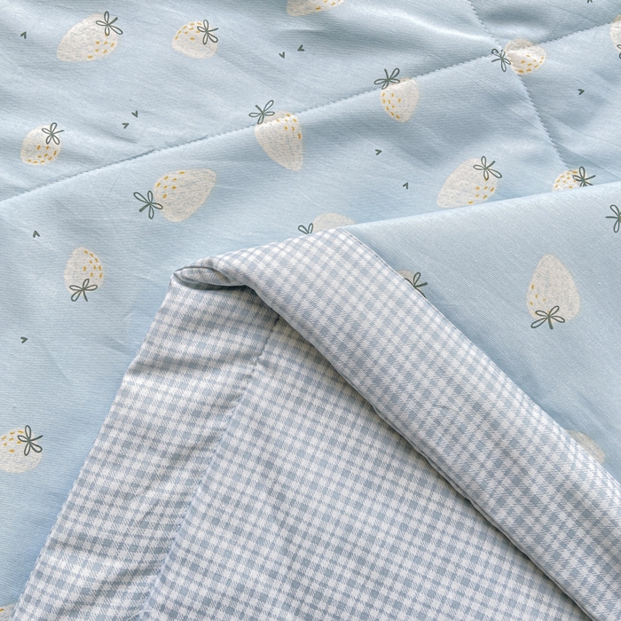 91家纺网 家纺一手货源 找家纺 憨豆家纺 2025新款双面全棉夏被可机洗小清新纯棉夏被薄被芯空调被子夏凉被 草莓果园-蓝