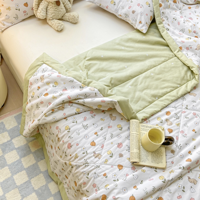 91家纺网 家纺一手货源 找家纺 憨豆家纺 2025新款双面全棉夏被可机洗小清新纯棉夏被薄被芯空调被子夏凉被 春风拂面