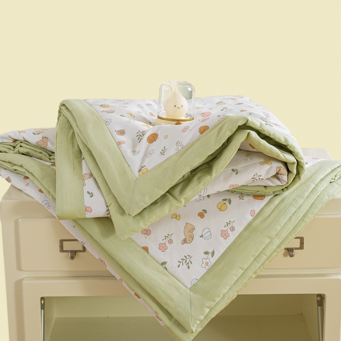 91家纺网 家纺一手货源 找家纺 憨豆家纺 2025新款双面全棉夏被可机洗小清新纯棉夏被薄被芯空调被子夏凉被 春风拂面