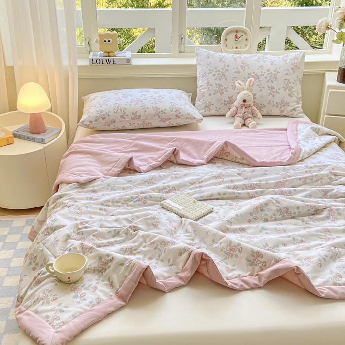 91家纺网 家纺一手货源 找家纺 憨豆家纺 2025新款双面全棉夏被可机洗小清新纯棉夏被薄被芯空调被子夏凉被 春色满园