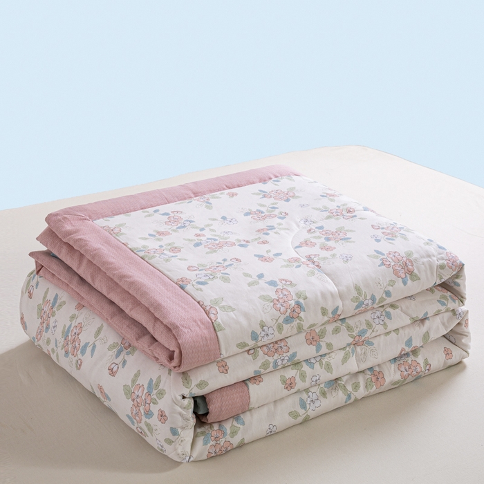 91家纺网 家纺一手货源 找家纺 憨豆家纺 2025新款双面全棉夏被可机洗小清新纯棉夏被薄被芯空调被子夏凉被 春色满园