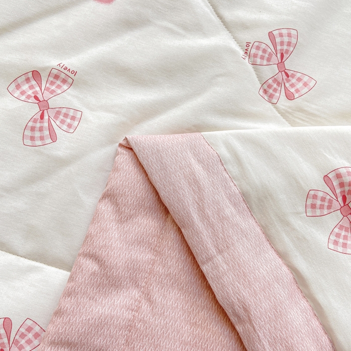 91家纺网 家纺一手货源 找家纺 憨豆家纺 2025新款双面全棉夏被可机洗小清新纯棉夏被薄被芯空调被子夏凉被 蝴蝶结