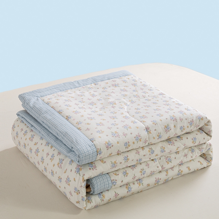 91家纺网 家纺一手货源 找家纺 憨豆家纺 2025新款双面全棉夏被可机洗小清新纯棉夏被薄被芯空调被子夏凉被 花都仙子