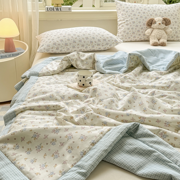 91家纺网 家纺一手货源 找家纺 憨豆家纺 2025新款双面全棉夏被可机洗小清新纯棉夏被薄被芯空调被子夏凉被 花都仙子