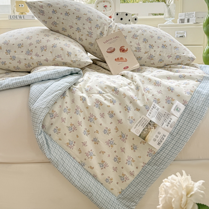 91家纺网 家纺一手货源 找家纺 憨豆家纺 2025新款双面全棉夏被可机洗小清新纯棉夏被薄被芯空调被子夏凉被 花都仙子