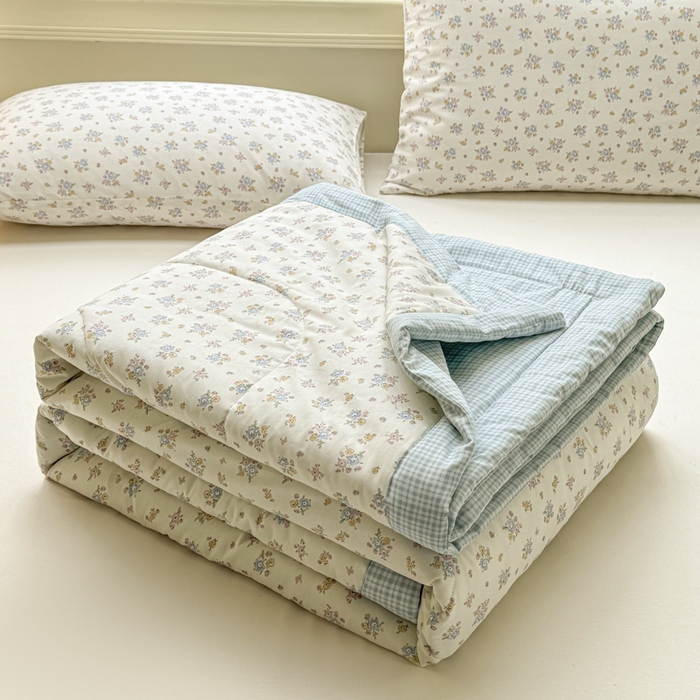 憨豆家纺 2025新款双面全棉夏被可机洗小清新纯棉夏被薄被芯空调被子夏凉被 花都仙子