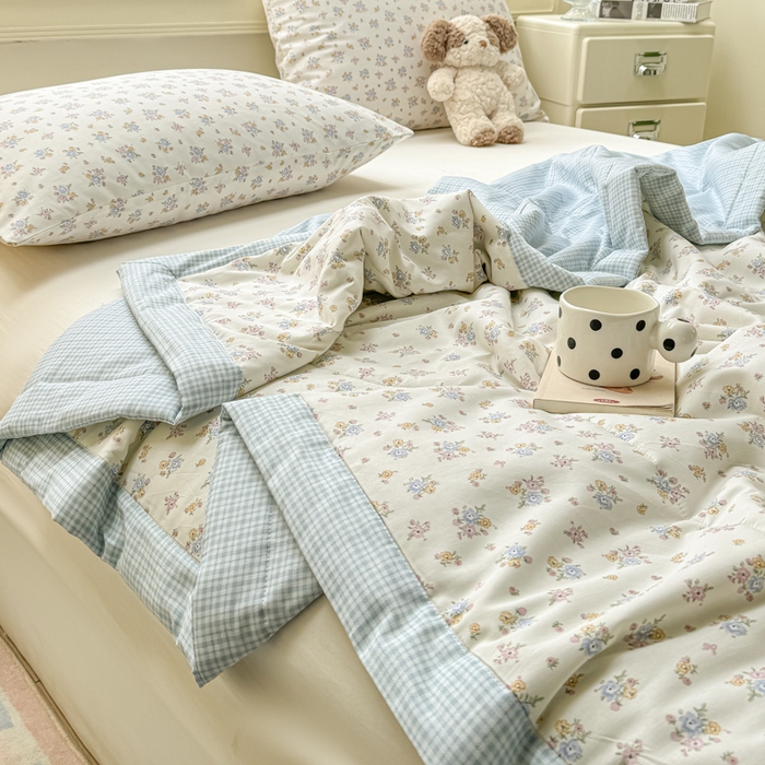 91家纺网 家纺一手货源 找家纺 憨豆家纺 2025新款双面全棉夏被可机洗小清新纯棉夏被薄被芯空调被子夏凉被 花都仙子