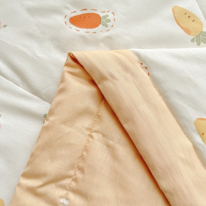 91家纺网 家纺一手货源 找家纺 憨豆家纺 2025新款双面全棉夏被可机洗小清新纯棉夏被薄被芯空调被子夏凉被 胡萝卜