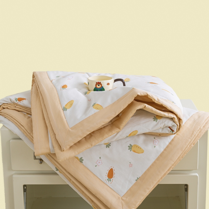 91家纺网 家纺一手货源 找家纺 憨豆家纺 2025新款双面全棉夏被可机洗小清新纯棉夏被薄被芯空调被子夏凉被 胡萝卜