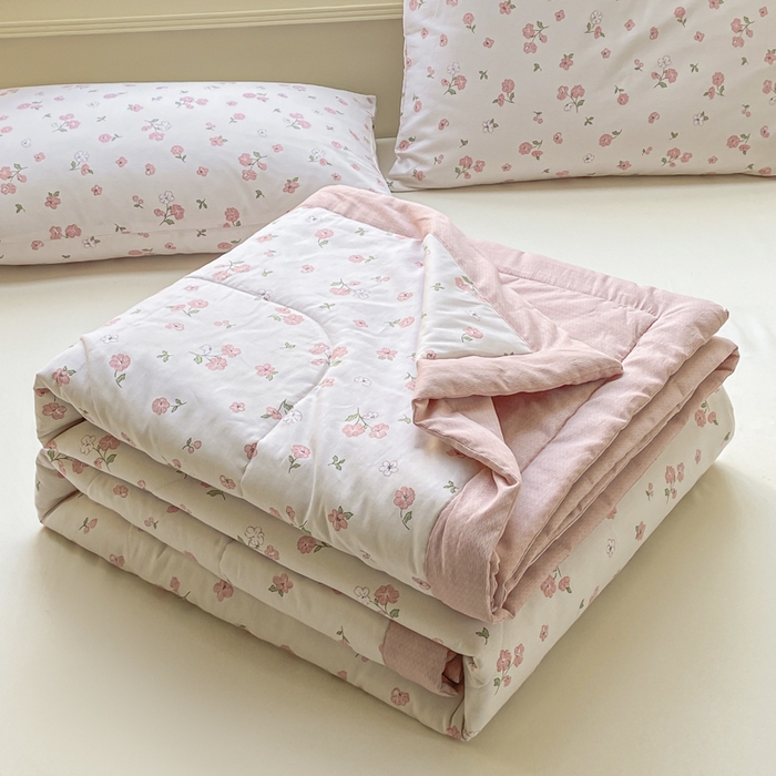 91家纺网 家纺一手货源 找家纺 憨豆家纺 2025新款双面全棉夏被可机洗小清新纯棉夏被薄被芯空调被子夏凉被 花香谷