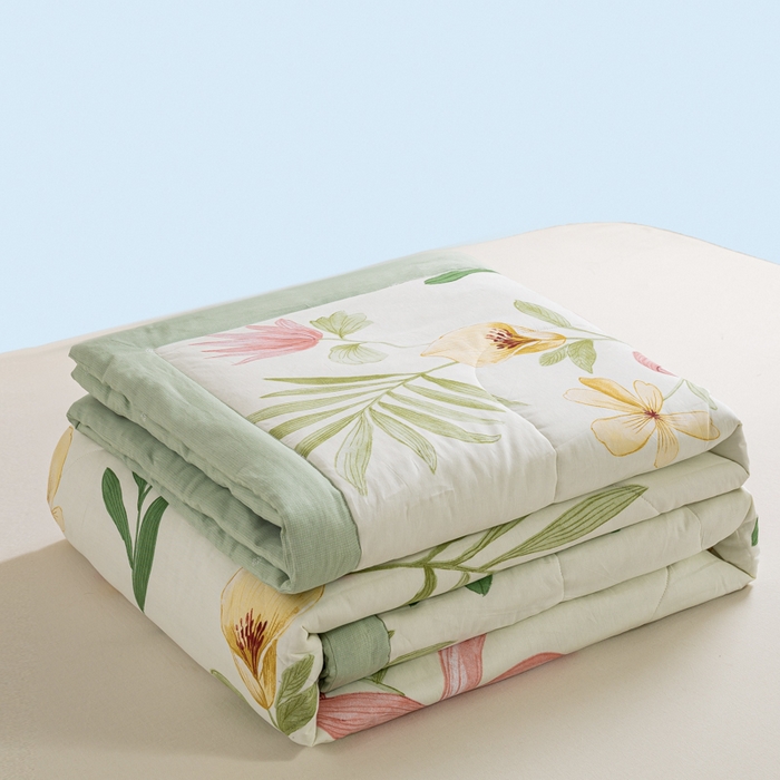 91家纺网 家纺一手货源 找家纺 憨豆家纺 2025新款双面全棉夏被可机洗小清新纯棉夏被薄被芯空调被子夏凉被 花之恋