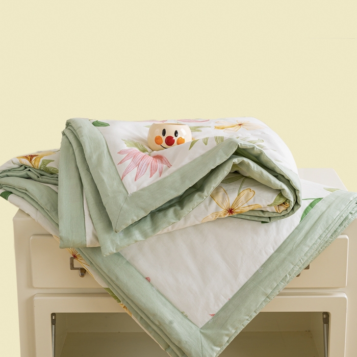 91家纺网 家纺一手货源 找家纺 憨豆家纺 2025新款双面全棉夏被可机洗小清新纯棉夏被薄被芯空调被子夏凉被 花之恋