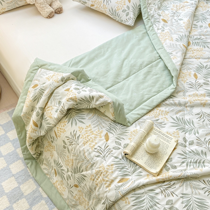 91家纺网 家纺一手货源 找家纺 憨豆家纺 2025新款双面全棉夏被可机洗小清新纯棉夏被薄被芯空调被子夏凉被 花影轻颜