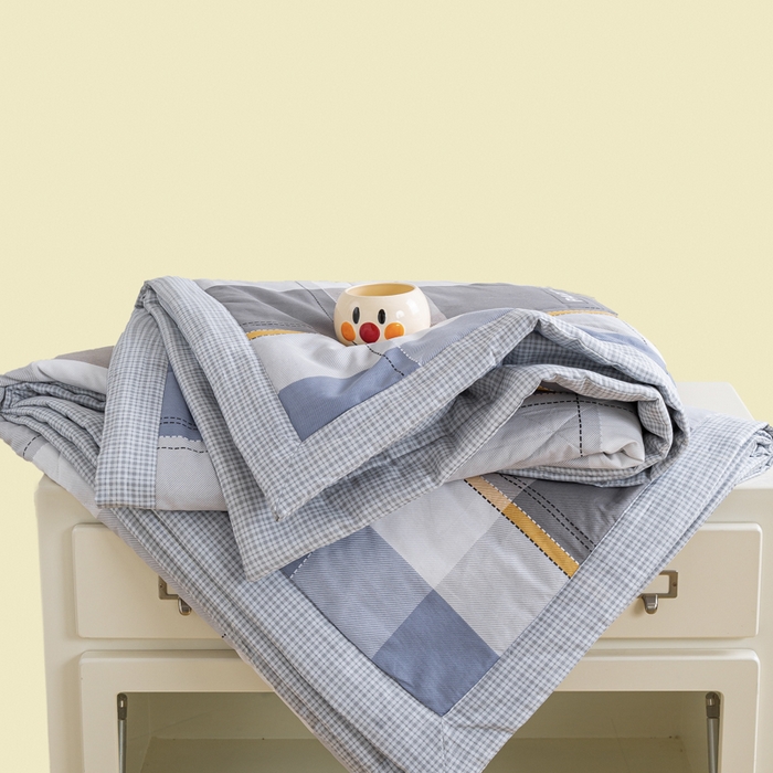 91家纺网 家纺一手货源 找家纺 憨豆家纺 2025新款双面全棉夏被可机洗小清新纯棉夏被薄被芯空调被子夏凉被 简格