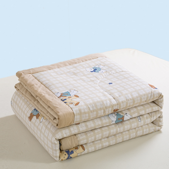 91家纺网 家纺一手货源 找家纺 憨豆家纺 2025新款双面全棉夏被可机洗小清新纯棉夏被薄被芯空调被子夏凉被 卡布奇诺