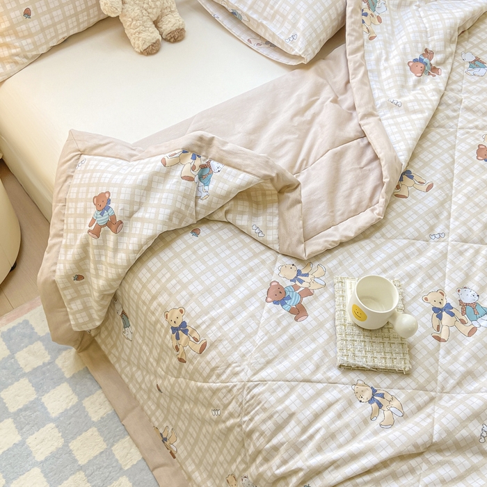 91家纺网 家纺一手货源 找家纺 憨豆家纺 2025新款双面全棉夏被可机洗小清新纯棉夏被薄被芯空调被子夏凉被 卡布奇诺