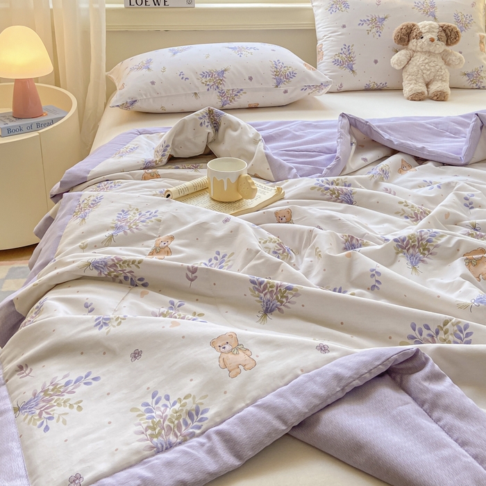 91家纺网 家纺一手货源 找家纺 憨豆家纺 2025新款双面全棉夏被可机洗小清新纯棉夏被薄被芯空调被子夏凉被 罗曼蒂克