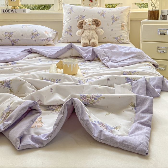 91家纺网 家纺一手货源 找家纺 憨豆家纺 2025新款双面全棉夏被可机洗小清新纯棉夏被薄被芯空调被子夏凉被 罗曼蒂克