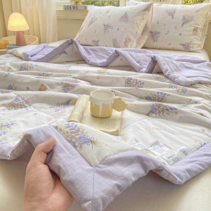 91家纺网 家纺一手货源 找家纺 憨豆家纺 2025新款双面全棉夏被可机洗小清新纯棉夏被薄被芯空调被子夏凉被 罗曼蒂克