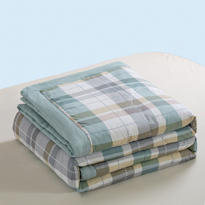 91家纺网 家纺一手货源 找家纺 憨豆家纺 2025新款双面全棉夏被可机洗小清新纯棉夏被薄被芯空调被子夏凉被 绿色格调